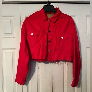 Bright Red Denim Jacket